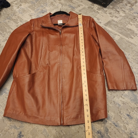 Roaman's 100% Leather Brown Zip Jacket Size 14W - Picture 11 of 16